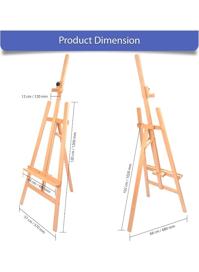 ARTMATE Lyre Studio A-Frame Easel Stand - Adjustable Height, Portable Beech Wood Frame Beech Wood - Image 5