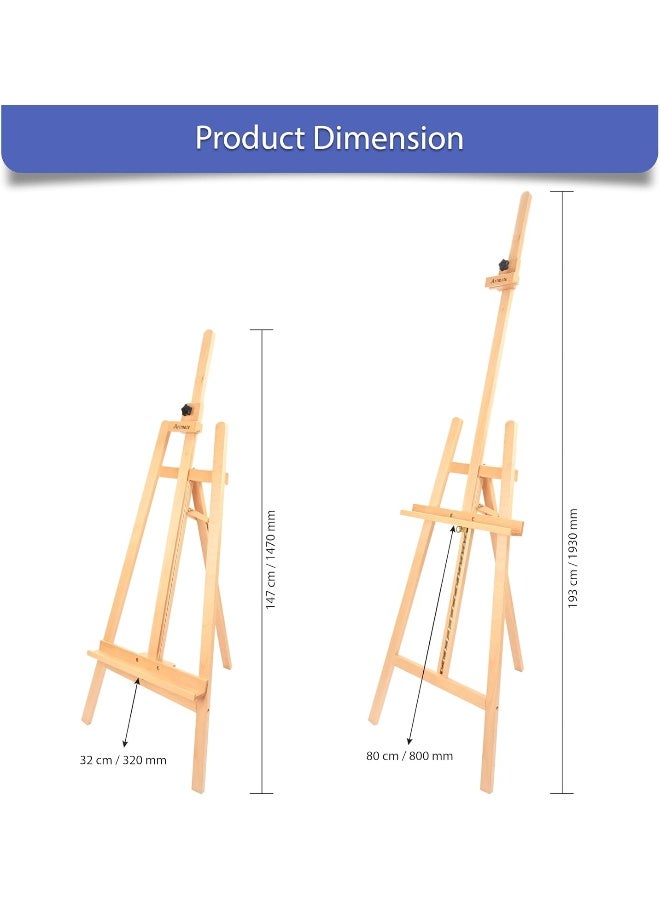 ARTMATE Lyre Studio A-Frame Easel Stand - Adjustable Height, Portable Beech Wood Frame Beech Wood - Image 4