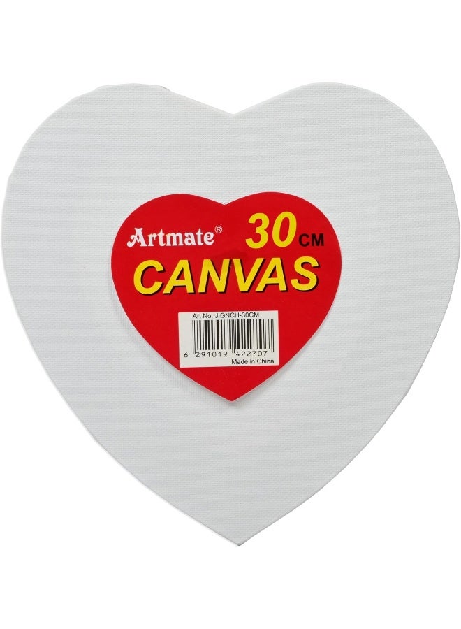 Artmate Heart Shape Artist Canvas, 30cm, 320gsm, White White - Image 1