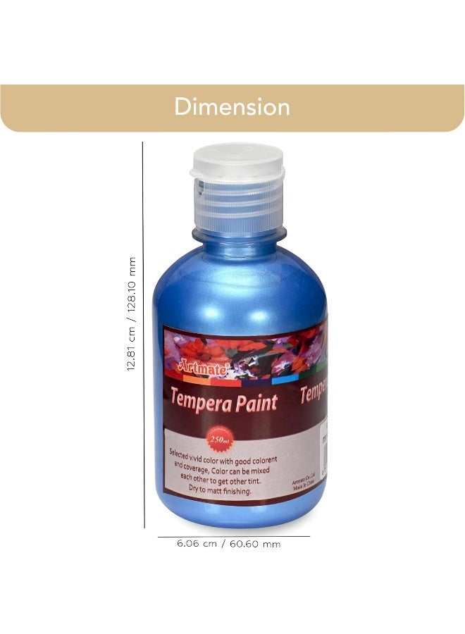 Artmate Tempera Pearl Colors - Brilliant Blue, 250 ml Brilliant Blue - Image 3