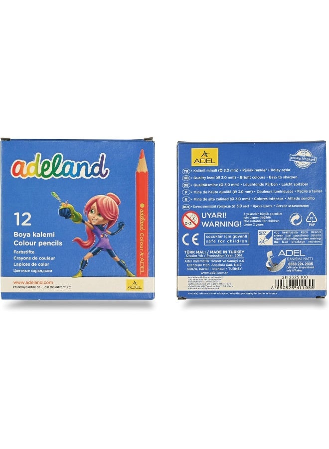 ADEL Color Pencils 12 Pieces Assorted Adeland Colors Half-Size Jumbo with Ergonomic Grip Assorted - Image 3