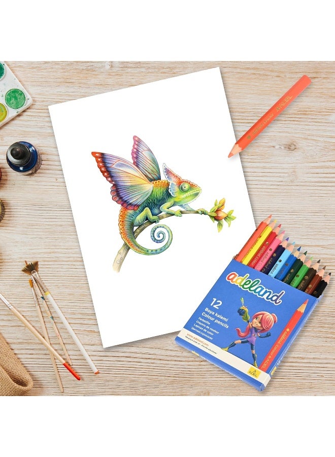 ADEL Color Pencils 12 Pieces Assorted Adeland Colors Half-Size Jumbo with Ergonomic Grip Assorted - Image 5