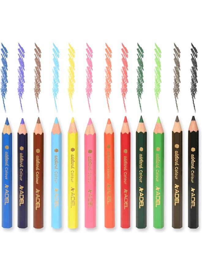ADEL Color Pencils 12 Pieces Assorted Adeland Colors Half-Size Jumbo with Ergonomic Grip Assorted - Image 1
