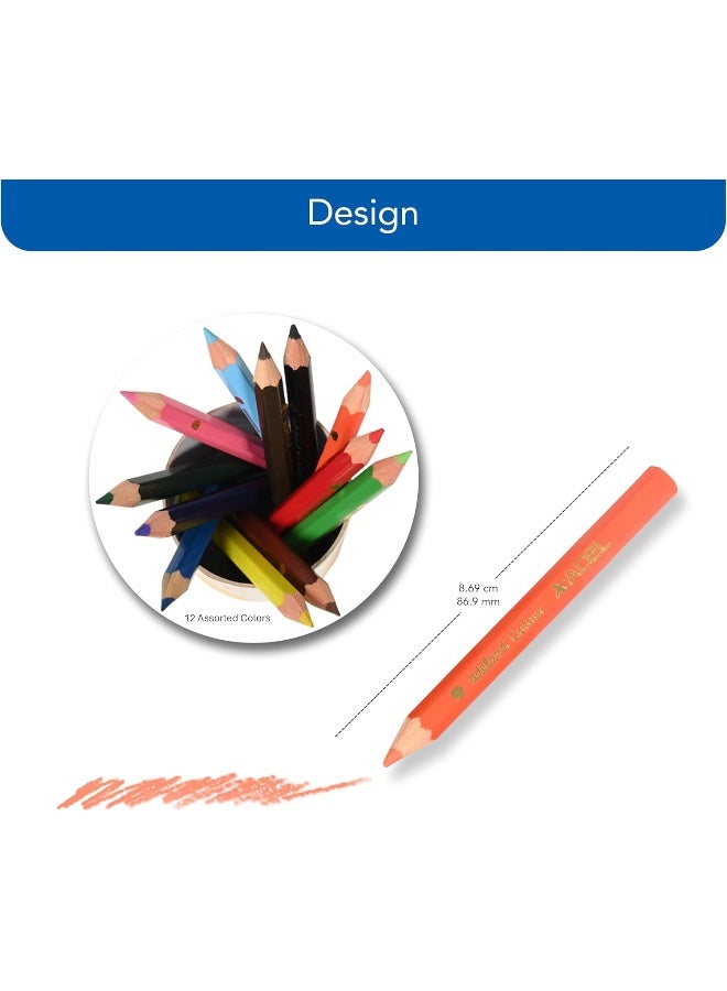 ADEL Color Pencils 12 Pieces Assorted Adeland Colors Half-Size Jumbo with Ergonomic Grip Assorted - Image 4