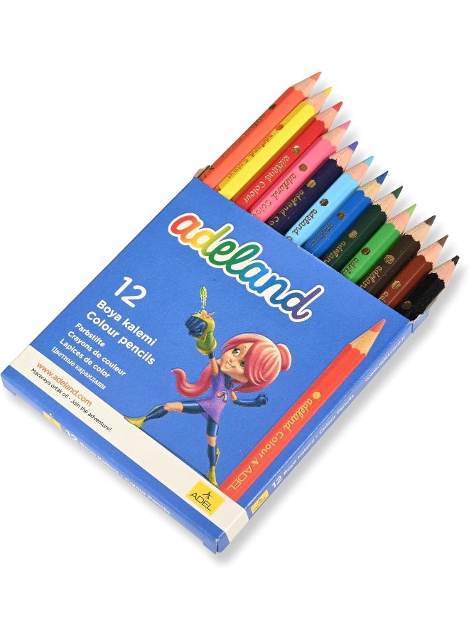 ADEL Color Pencils 12 Pieces Assorted Adeland Colors Half-Size Jumbo with Ergonomic Grip Assorted - Image 2
