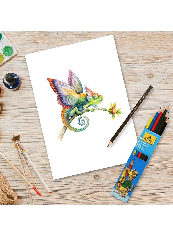 ADEL Color Pencils 6 Pieces Set - Assorted Junior Colors with Ergonomic Grip Assorted - Image 5