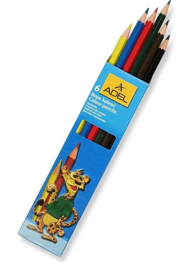 ADEL Color Pencils 6 Pieces Set - Assorted Junior Colors with Ergonomic Grip Assorted - Image 2