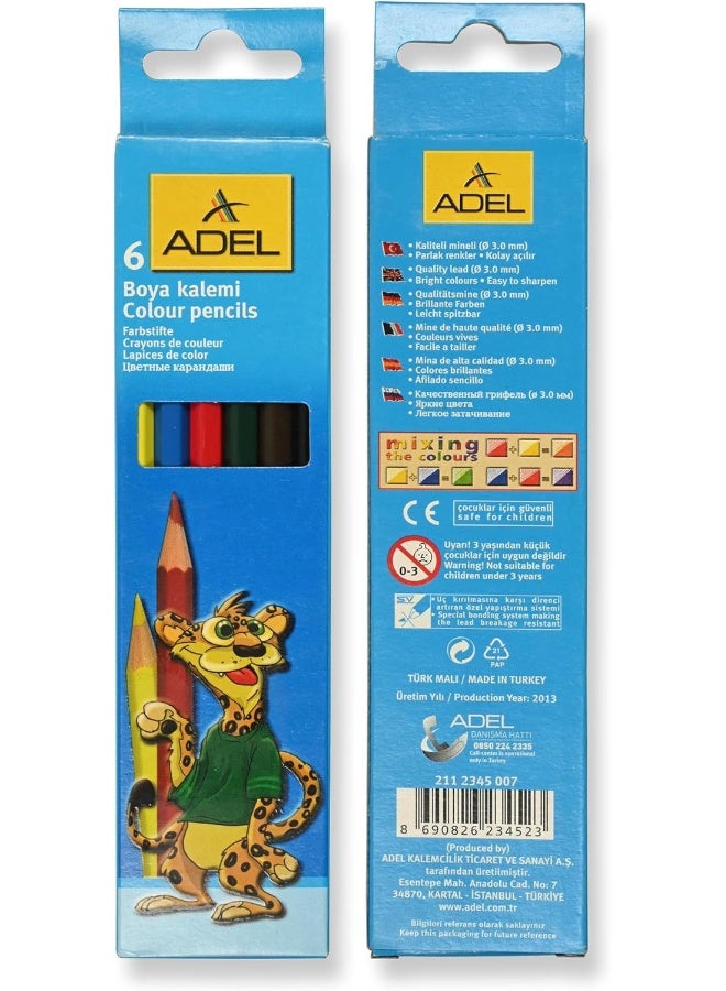 ADEL Color Pencils 6 Pieces Set - Assorted Junior Colors with Ergonomic Grip Assorted - Image 3