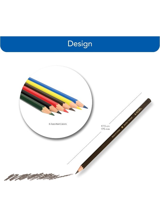 ADEL Color Pencils 6 Pieces Set - Assorted Junior Colors with Ergonomic Grip Assorted - Image 4