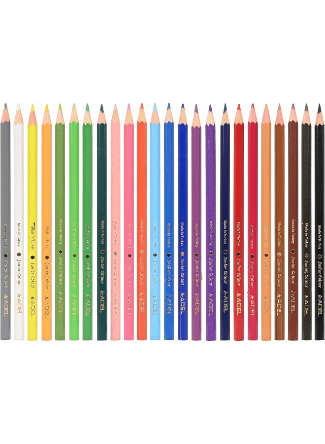 ADEL Color Pencils 24 Pieces - Assorted Bright Colors with Hexagonal Ergonomic Grip Multicolour - Image 1