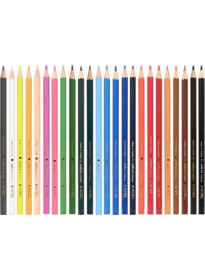ADEL Color Pencils, 24 Pieces Assorted Colors with Hexagonal Ergonomic Grip Multicolor - Image 1
