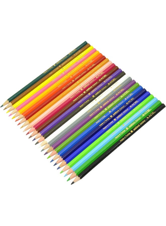 ADEL Color Pencils 24 Pieces - Assorted Adeland Colors with Hexagonal Ergonomic Grip Multicolor - Image 1