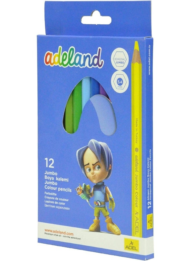 ADEL Color Pencils 12 Pieces Assorted Jumbo Colors with Ergonomic Grip Multicolor - Image 4