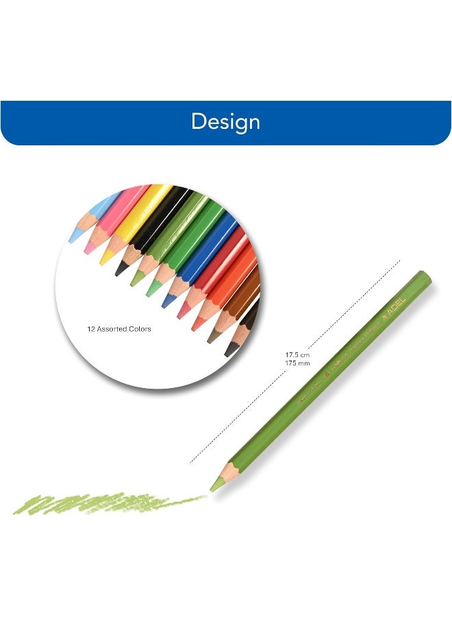 ADEL Color Pencils 12 Pieces Assorted Jumbo Colors with Ergonomic Grip Multicolor - Image 5