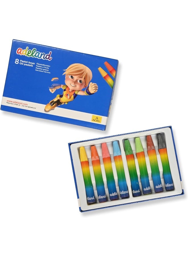 ADEL Oil Pastels Box of 8 Colors with Hexagonal Grip - Bright & Smooth Coloring Multicolour - Image 2
