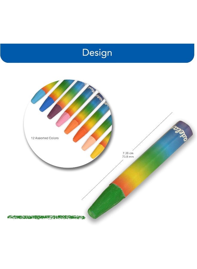 ADEL Oil Pastels - Box of 12 Colors with Hexagonal Grip for Smooth Coloring Multi-Color - Image 4