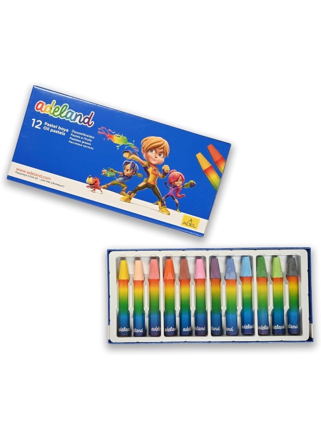 ADEL Oil Pastels - Box of 12 Colors with Hexagonal Grip for Smooth Coloring Multi-Color - Image 2
