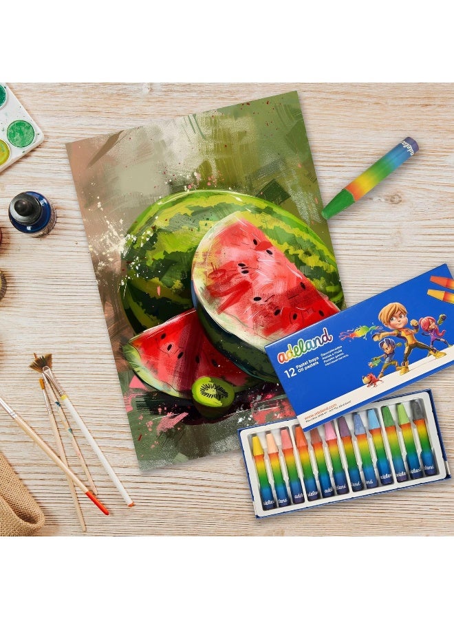 ADEL Oil Pastels - Box of 12 Colors with Hexagonal Grip for Smooth Coloring Multi-Color - Image 5