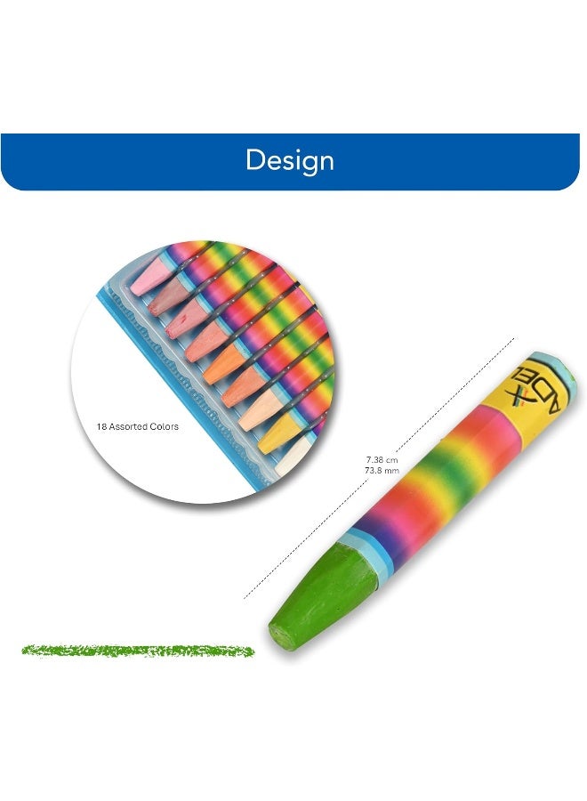 ADEL Oil Pastels - Box of 18 Colors with Hexagonal Grip, Bright Coloring for Multi-Surface Use Multi-Color - Image 3