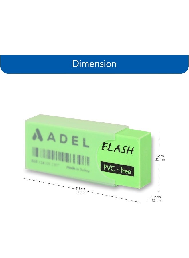 ADEL Flash Erasers - Box of 30, PVC Free, Assorted Bright Colors, Ideal for Drawing and Writing Multicolour - Image 3