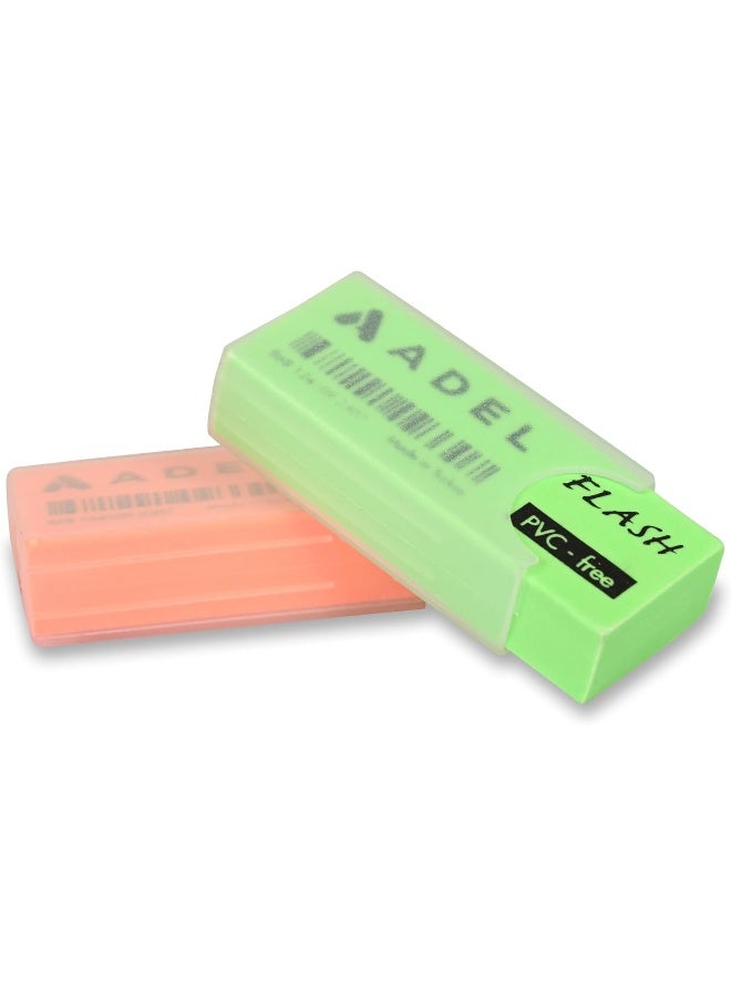 ADEL Flash Erasers - Box of 30, PVC Free, Assorted Bright Colors, Ideal for Drawing and Writing Multicolour - Image 2