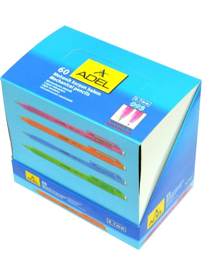 Adel ALMP93000 Mechanical Pencil Set (0.7mm, Pack of 60) Multicolour - Image 3