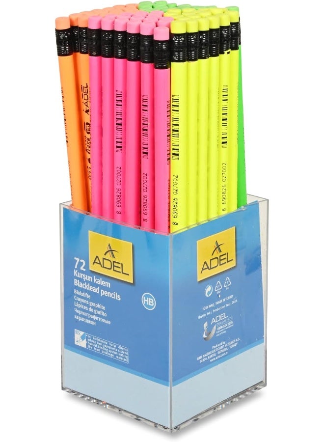 ADEL Flash Black Lead Pencils with Eraser Tip, Pack of 72 Assorted - Image 3