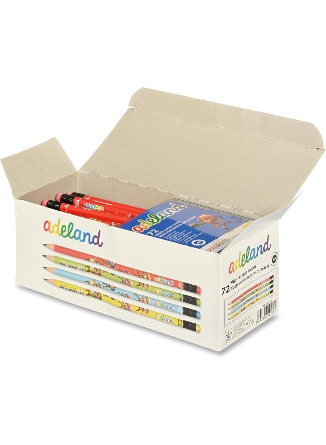 ADEL HB 'Adeland' Pencils with Erasers, Box of 72, Assorted Designs for Drawing and Writing Assorted - Image 4