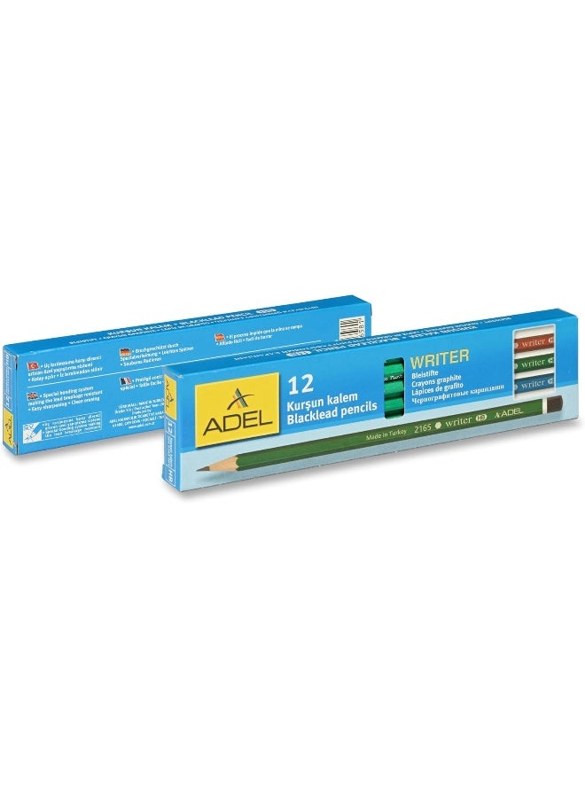 ADEL HB Writer Pencils, Box of 12, 175mm Long, Green Graphite Pencils for Drawing and Writing Green - Image 5
