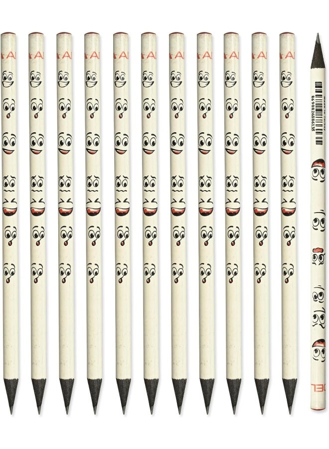 Adel Black Wood Pencils with Emoticons, Pack of 72 Pcs Black - Image 1