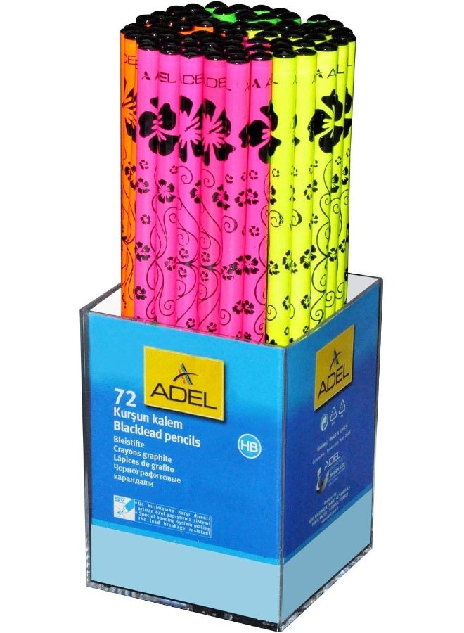Adel Blacklead Pencils with Floral Design, Pack of 72 Pcs - ALPE-98000 Multicolor - Image 1