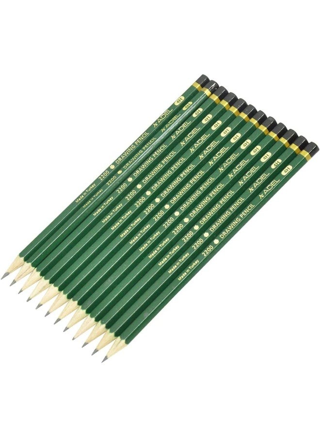 Adel 4H Drawing Pencil - Set of 12 Green - Image 1