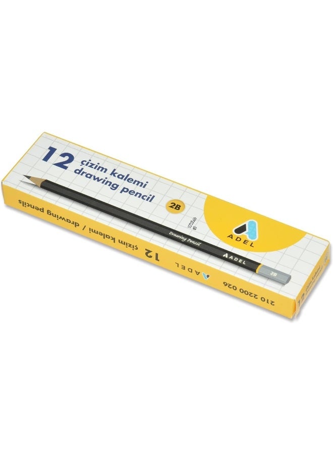 Adel 2B Technical Drawing Pencils - Set of 12 Black - Image 2