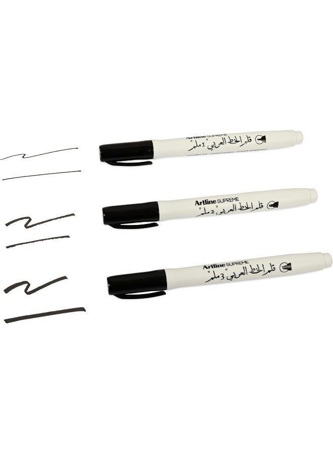 ARTLINE Supreme Arabic Calligraphy Pen Set - 78 Pieces, Assorted Colors (Black, Blue, Red), Water-Based Ink, 1-3mm Line Size Assorted - Image 5