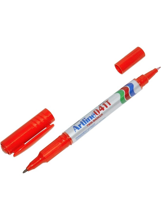 Artline 041T Permanent Markers, Pack of 12 Pieces, Red, 0.4mm Tip Red - Image 2