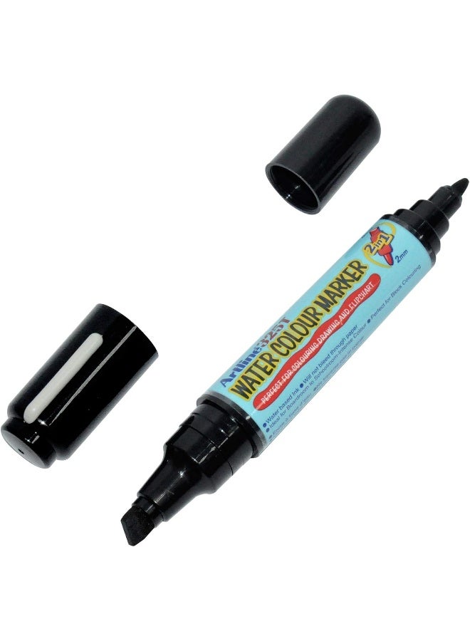 Artline 325T 2 in 1 Water Colour Markers, Pack of 12, Black, Acrylic Fibre Tip Black - Image 2