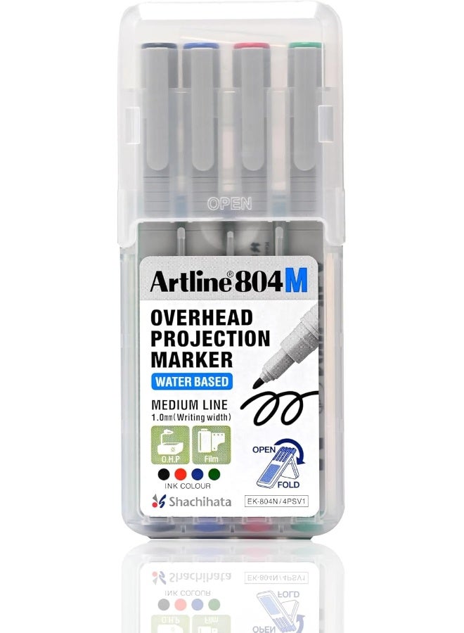 Artline 804 Polyester Fibre Tip Pen Set - Pack of 4 Assorted Colors, Medium Line 1.0mm Multicolour - Image 2