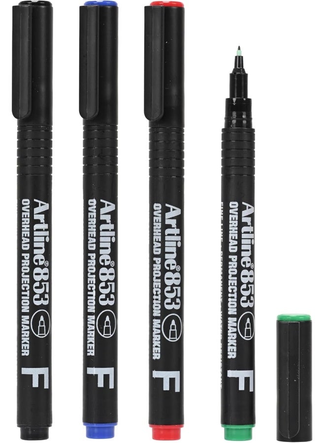 Artline 853 Overhead Projection Markers - Fine Line Permanent Markers (Set of 4) Multicolour - Image 3