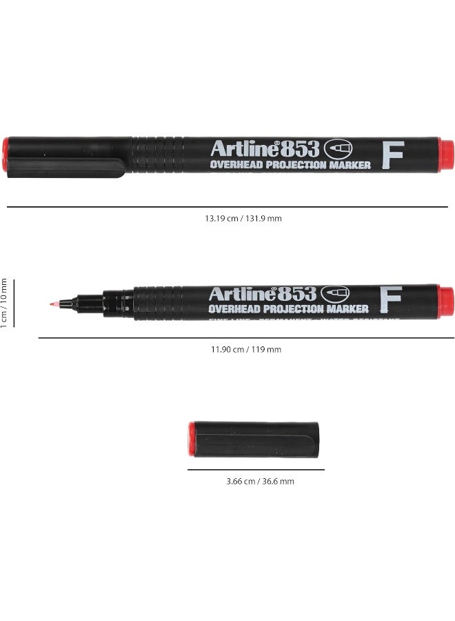 Artline 853 Overhead Projection Markers - Fine Line Permanent Markers (Set of 4) Multicolour - Image 5