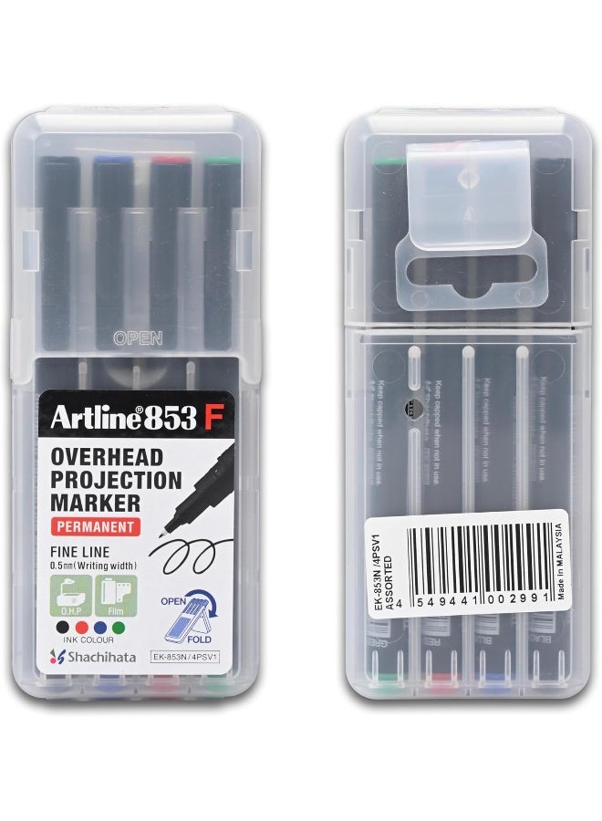 Artline 853 Overhead Projection Markers - Fine Line Permanent Markers (Set of 4) Multicolour - Image 2