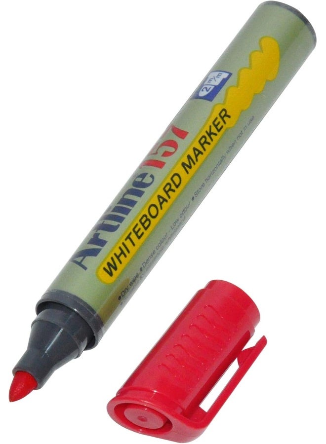 Artline 157 Whiteboard Markers, 2.0mm, Red, Pack of 12 Pieces, Acrylic Fibre Tip, Bullet Style Red - Image 2
