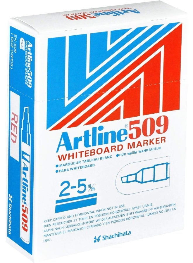 Artline 509 Whiteboard Markers, 2.0-5.0mm, Pack of 12 Pieces, Green, Acrylic Fibre Tip, Chisel Style Green - Image 3