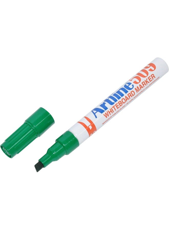 Artline 509 Whiteboard Markers, 2.0-5.0mm, Pack of 12 Pieces, Green, Acrylic Fibre Tip, Chisel Style Green - Image 2