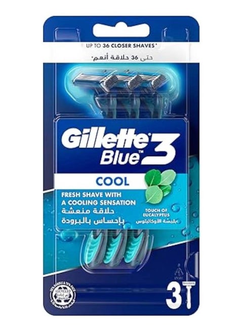 3-Piece Blue 3 Cool Razor Set Blue/White