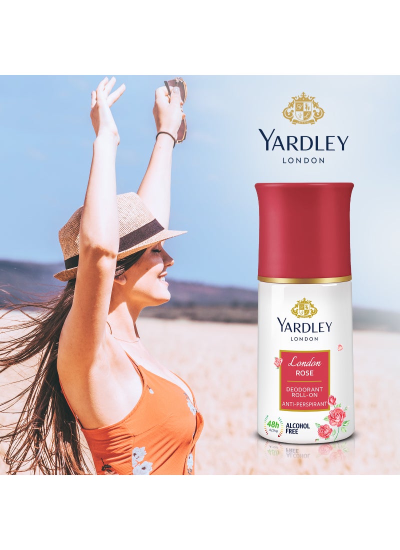 Yardley Rose Anti Perspirant Roll On 50ml - Image 2