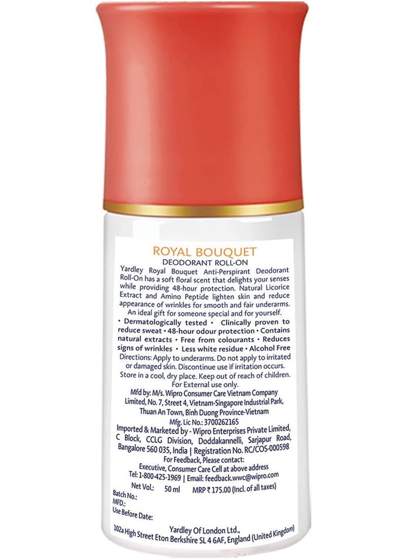 Yardley Royal Bouquet Roll-On Deodorant 50ml - Image 2