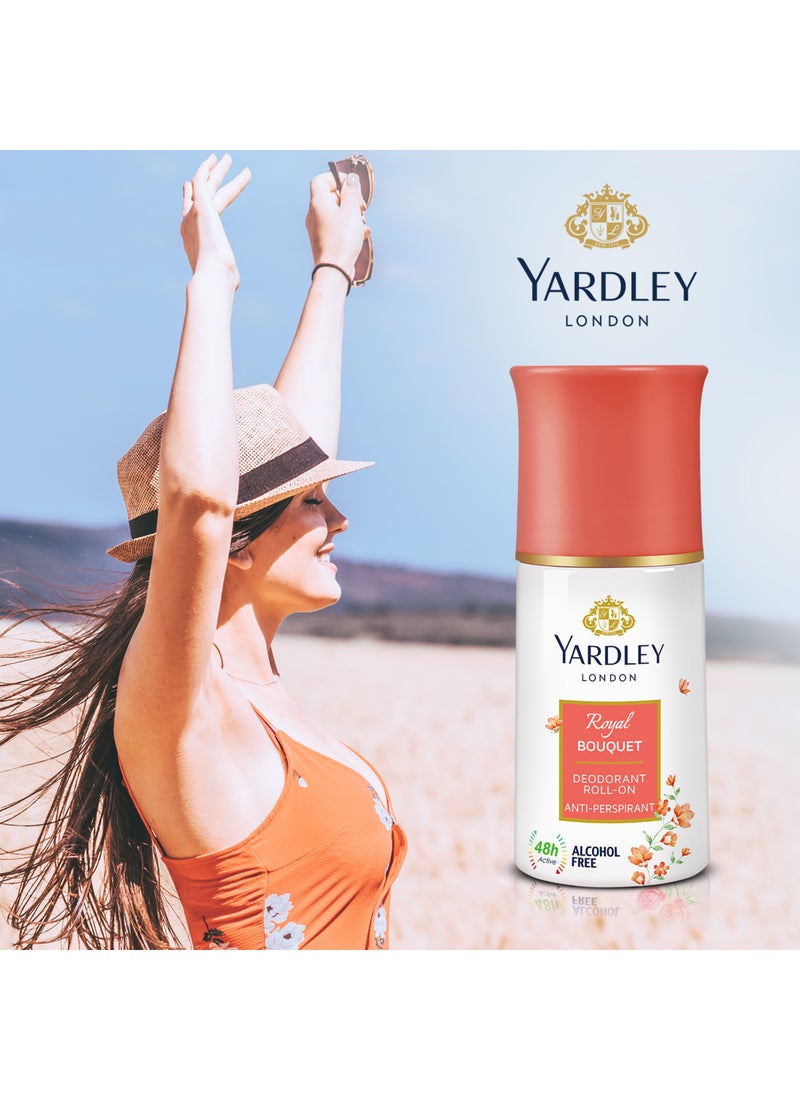 ياردلي مزيل عرق ببكرة دوارة برائحة باقة زهور ملكية 50ملليلتر - Image 2