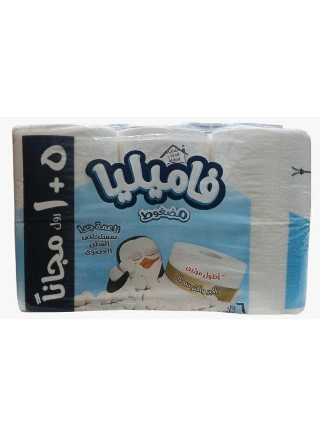 فاميليا لفة مرحاض مضغوطة - عبوة من 6 قطع أبيض