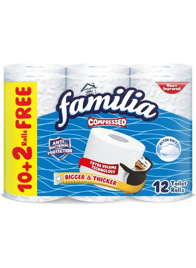 Familia Toilet Rolls Compressed - 12 Roll 2 Ply White - Image 1