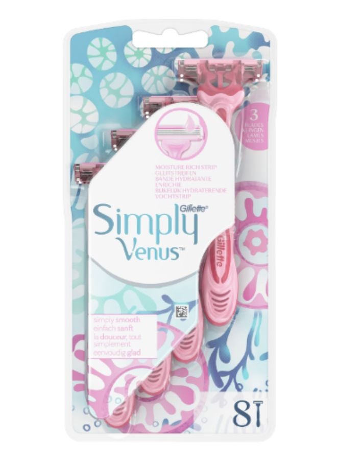 Gillette Simply Venus Disposable Razor Pink × 8